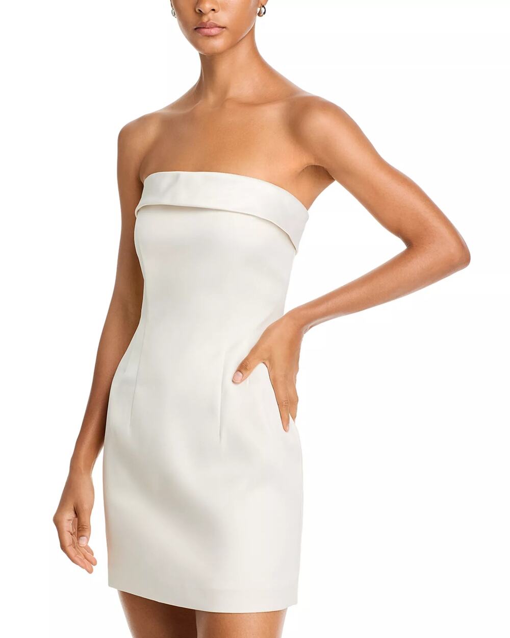 French Connection Women Cream Satin Strapless Cocktail Mini Dress Size US 6